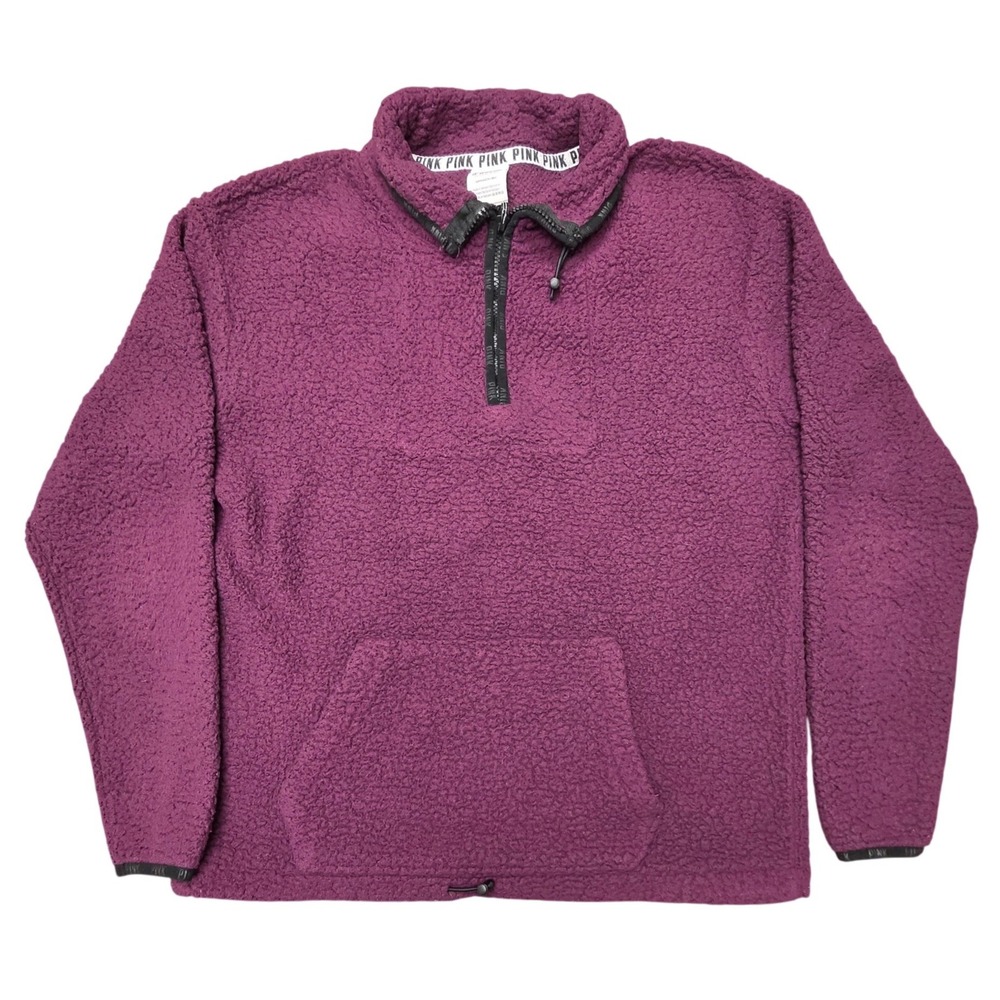PINK Victoria's Secret Sherpa Quarter Zip Women S Purple Plum Fleece Pullover
